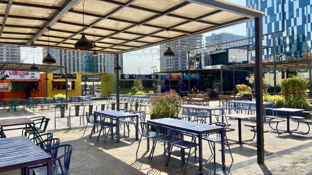 Maple 99 Food County outdoor seating area GIFT City